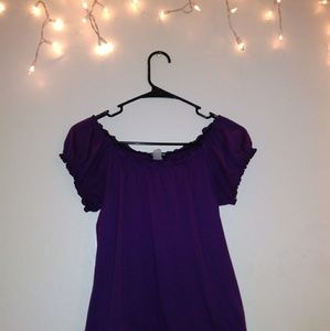 Purple off the shouler shirt